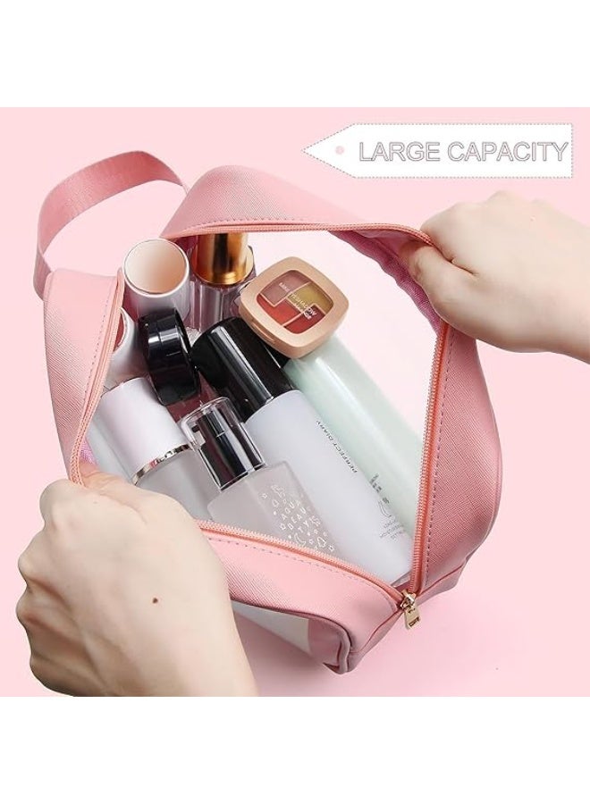 3pcs Clear Cosmetic Bag - Travel Cosmetic Bag for Women Girls - Travel Makeup Bag - Small Toiletry Bags PVC Plastic - Waterproof Cosmetic Wash Bag Zipper Makeup Bag for Women - Pink - Image 4